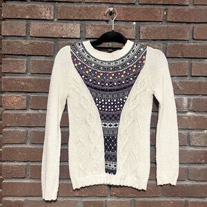 Anthropologie Angel of the North Algarve Fair Isle Ivory Women’s X-Small Sweater